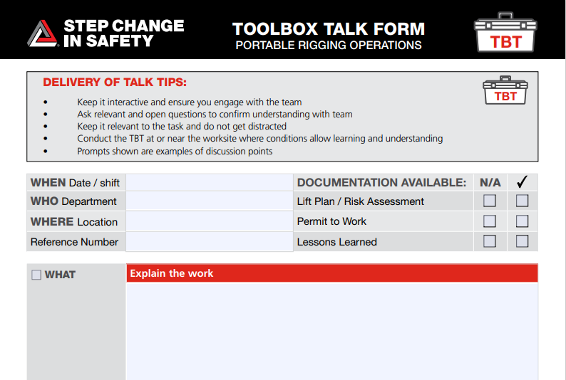 Lifting and Mechanical Handling Guidelines - Interactive  Lift Plans and TBT