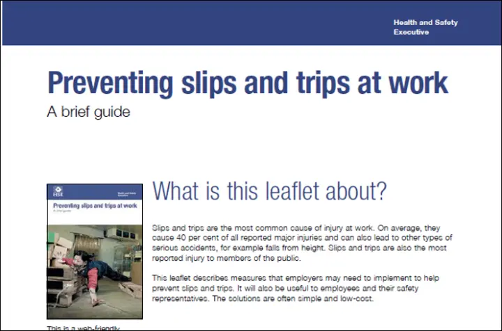 HSE preventing slips