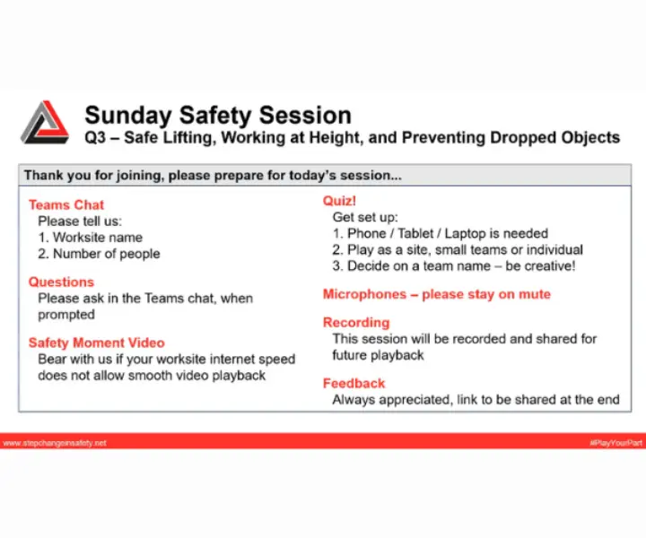 Q3 Sunday Safety Session Card Grid