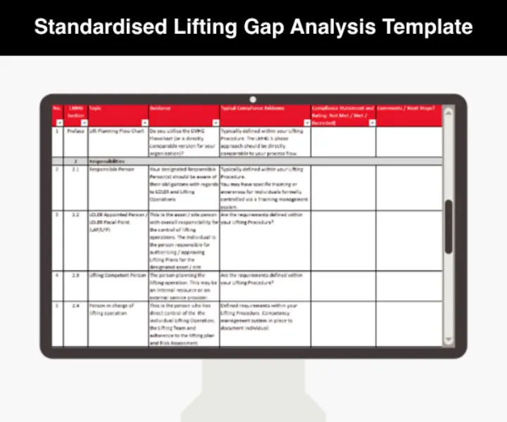 Standardised Lifting Gap Analysis Template - Image