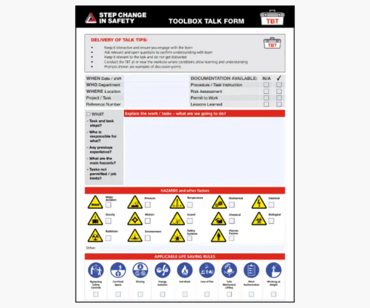 Tool Box Talk Form SWE Image