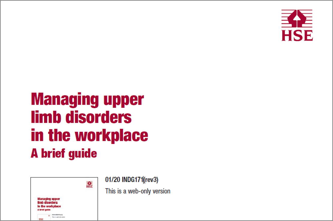 Managing Upper Limb Disorders in the Workplace - a brief guide (HSE)